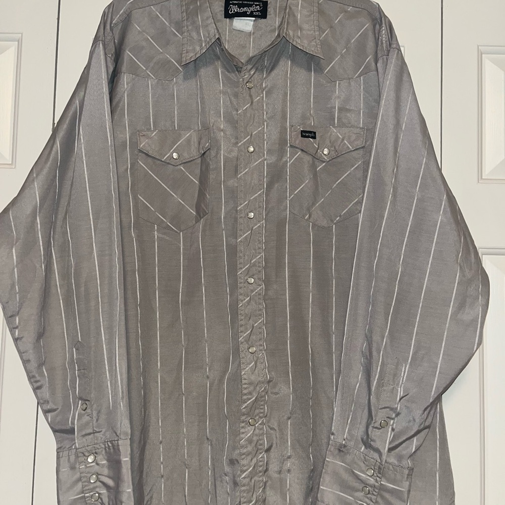 Wrangler Light Gray Striped Western Shirt